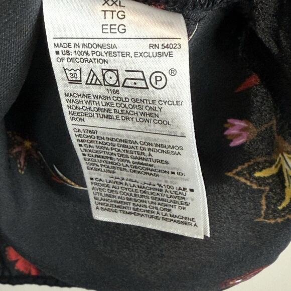 Old Navy Floral Peasant Blouse Top Womens XXL Plus Black Velvet Trim Whimsigoth - Picture 5 of 8